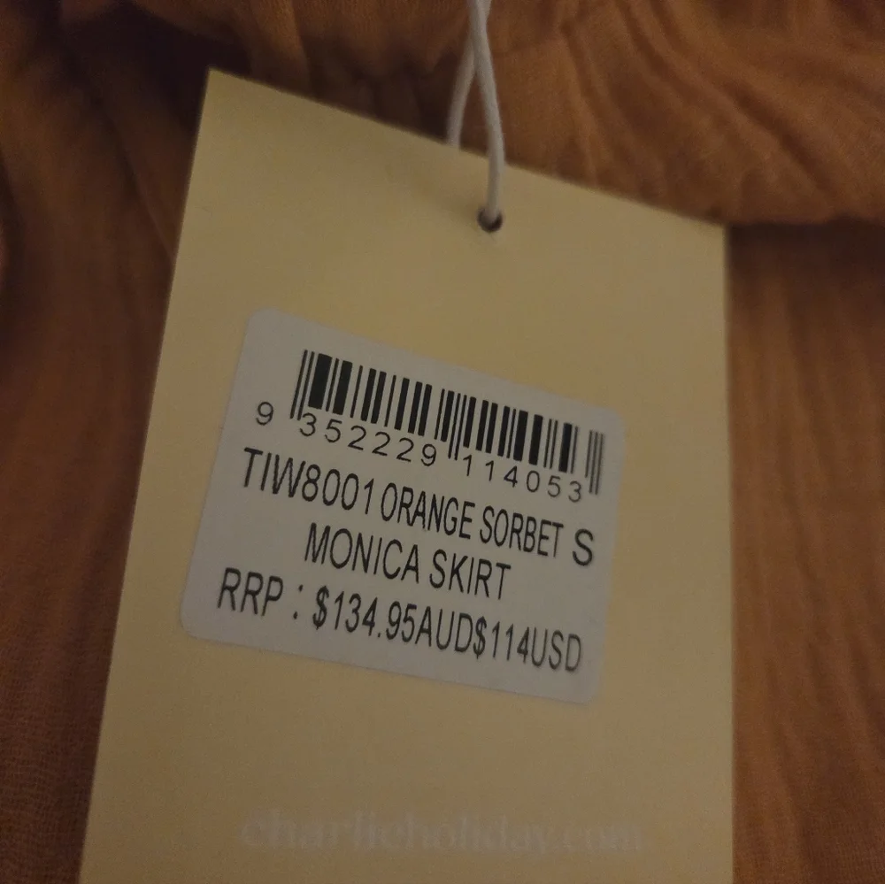 NWT Charlie Holiday Anthropologie Tiered Monica‎ Skirt Orange Sorbet Size Small - Picture 6 of 7